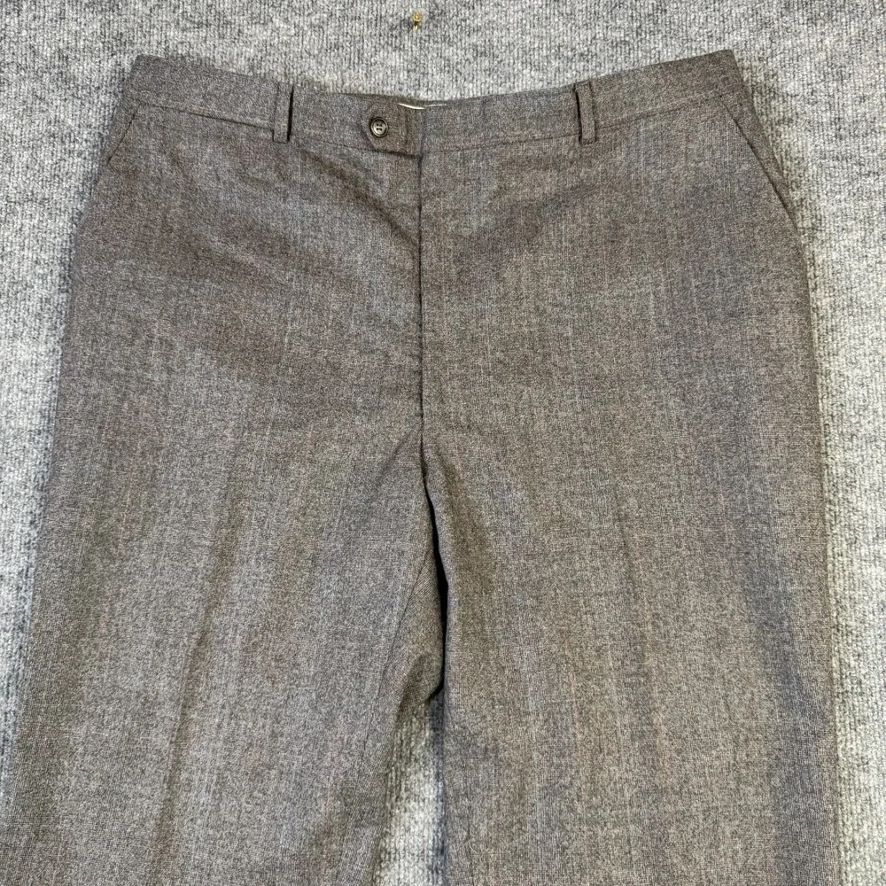 Vintage Flannel Dress Pants Mens 40x29 Gray Wool Pinstripe Flat Front Trousers